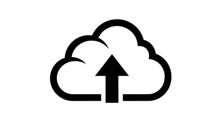 Cloud Upload Symbol Icon with Up Arrow on Isolated White Background