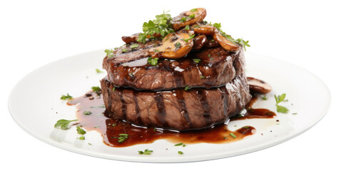 PNG Steak plate meat food.