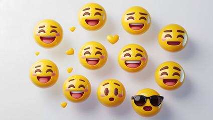 Fototapeta premium High-Quality 3D Yellow Emoji Icons for UI/UX, Social Media, and Messaging Apps