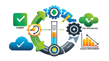 Git Flow, Version Control, and DevOps Automation Stages Depiction Showcasing Continuous Integration, Deployment, and Complete Development Lifecycle for Modern Agile Software Engineering and Delivery