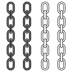 Chain link icon set, silhouette and outline
