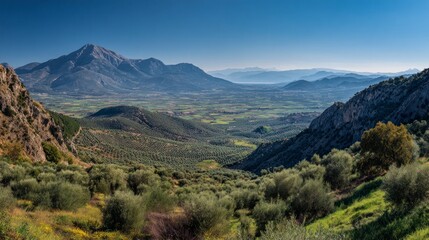 Naklejka premium Mountain valley landscape view