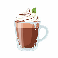 Frosted Winter Hot Chocolate in Glass Mug