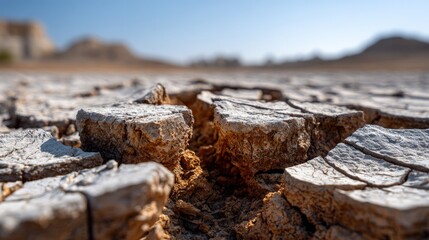 Fototapeta premium Close-up view of cracked earth.