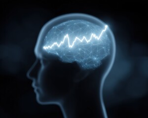 Obraz premium Visualization of economic levers pulled by neural command, AI manipulation of economy