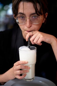Enjoying a fresh made Ayran on a Warm Day at a Local Cafe