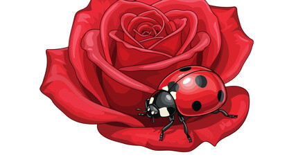 Obraz premium ladybird on red rose natures perfect valentines day symbol