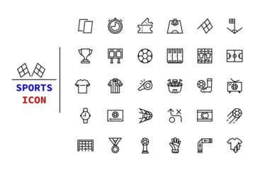 football-player-goal-goots-t-shirt-line-sports-icon set.