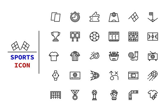 football-player-goal-goots-t-shirt-line-sports-icon set.