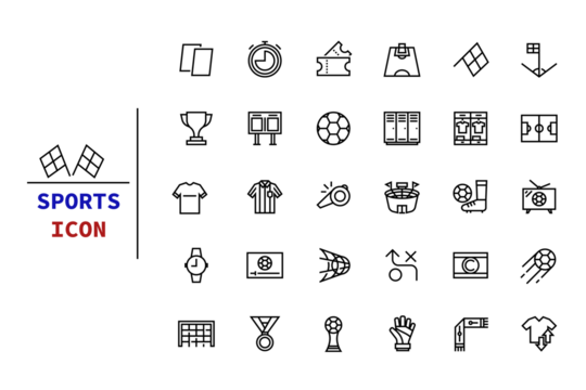 football-player-goal-goots-t-shirt-line-sports-icon set.