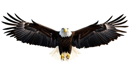 Fototapeta premium Majestic Bald Eagle Spreading Wings on Transparent Background PNG