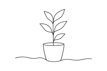 Potted Plant continuous one line drawing minimalism design
