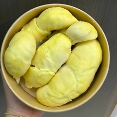 Peeled Durian on a Plate with Skewers – King of Fruits