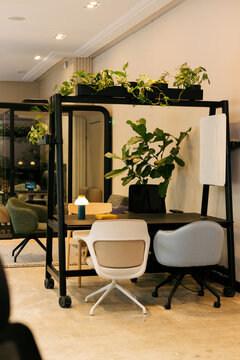 Modern Workspace in Interior Showroom

