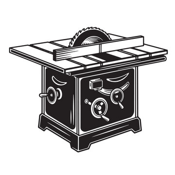 recommend clip art: Black and white illustration of a table saw representing carpentry and woodworking concepts
