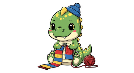Obraz premium adorable knitloving dinosaur perfect for kids crafts apparel
