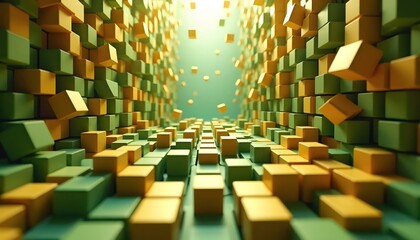 Floating Through a World of Endless Shimmering Blocks