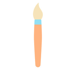 Flat illustration of an orange and blue paint brush for art, drawing, and creative activities.