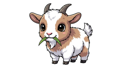 adorable baby goat eating grass perfect for childrens books websites