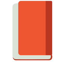 Flat style illustration of a closed red and white book, representing education, literature, or study materials.