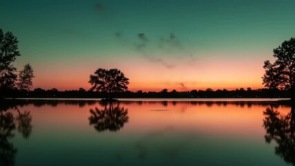Fireworks over a calm lake at sunset - Powered by Adobe