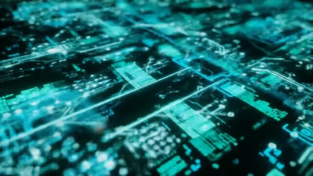 Dynamic digital pathways glow brightly across a dark , illustrating the intricate world of advanced technology and connectivity.