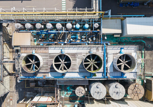 Industrial Cooling Tower System Aerial View