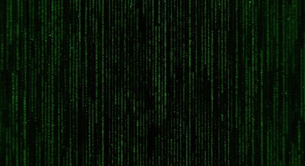Cascading Green Digital Rain of Code on Black Background