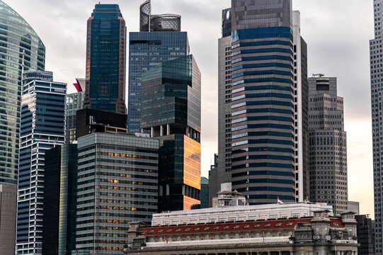 Urban textured skyline with modern skyscrapers