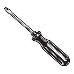 Fototapeta premium Simple and stylized black and white illustration of a flathead screwdriver tool