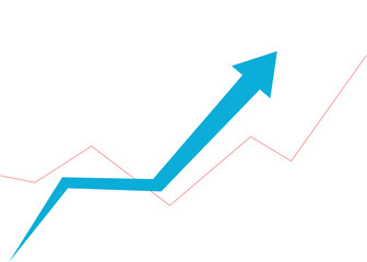 Blue Business Arrow Going Up Followed by a line Graph