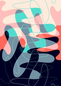 Colorful Abstract Design Featuring Fluid Shapes and Lines