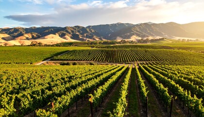 Vineyard landscape at golden hour