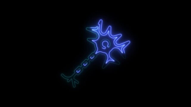  A neon illustration of what appears to be a Norse bindrune symbol, specifically one associated with the meaning of Idunn. 