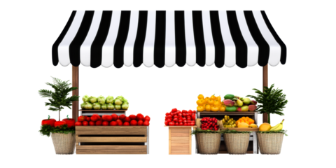 Outdoor market stall with fresh fruit and vegetables display