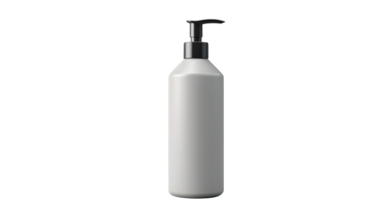 White bottle with black pump dispenser on  a transparent background