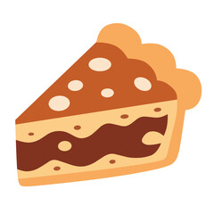 Slice of pie with filling in flat style, perfect for autumn desserts and holiday designs.