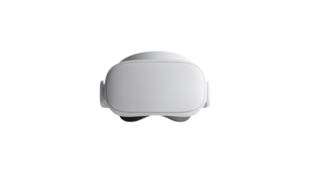 A white vr headset isolated on a transparent background in studio