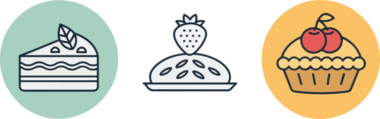 Cake vector design in white background, Pie logo and icon design, Pie vector design, Cake vector design