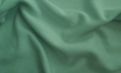 Fototapeta premium Wrinkled fabric texture. Green wavy cloth background