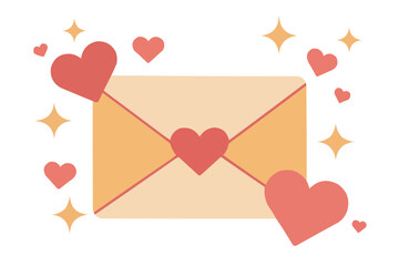 Love Letter Envelope With Hearts And Sparkles romance