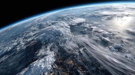 Fototapeta premium Detailed view of Earth's atmosphere from space.