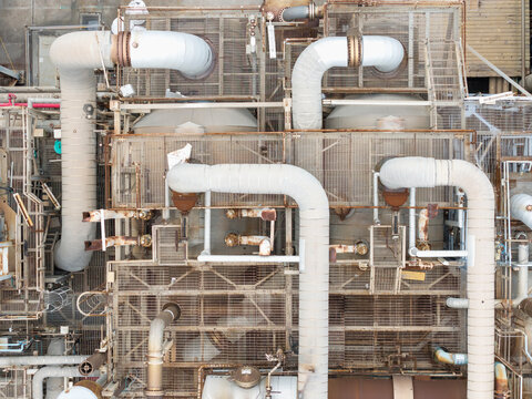 Industrial Pipes Factory Plant Overhead View