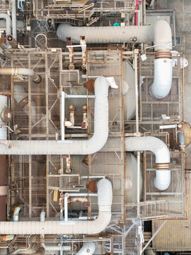 Industrial Pipes Factory Plant Overhead View