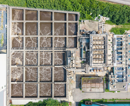 Aerial View of Wastewater Treatment Plant Facility