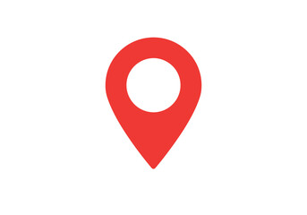Fototapeta premium Simple Red Location Pin Icon on White Background.