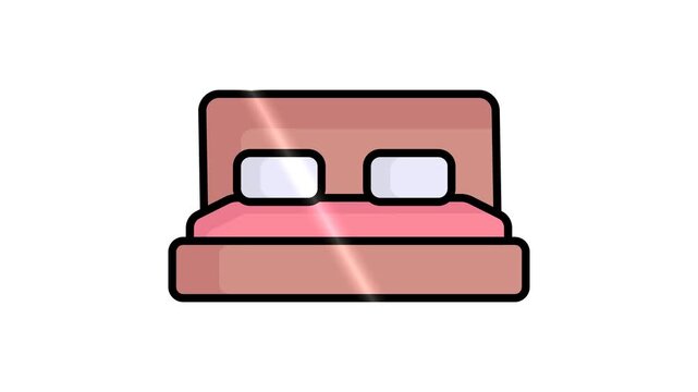 Bed icon animated. animated icon related to furniture. suitable for user interface, provide visual feedback and more. alpha channel, transparent background