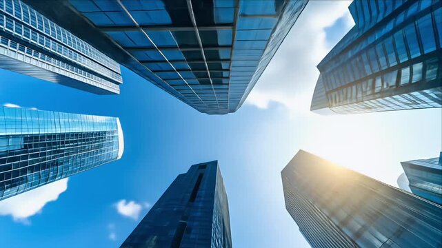 Modern skyscrapers cityscape view