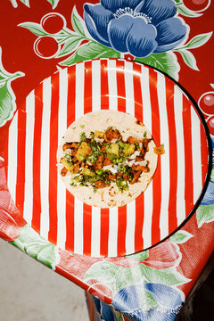 Tasty Taco Served on Colorful Plate With Vibrant Decor