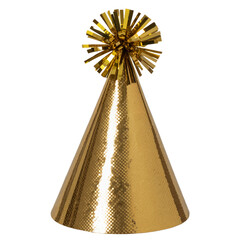 Celebrate with a golden party hat for birthdays new year's eve and festive occasions png isolated on transparent background